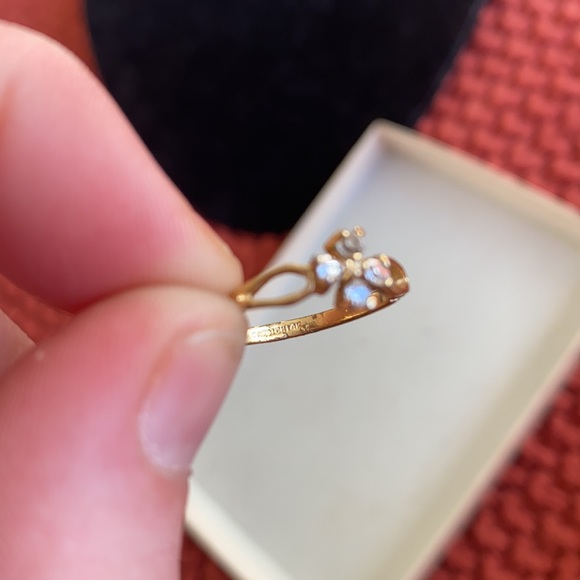 Antique 14K gold plated ring with white gemstones size 7 - Picture 7 of 10